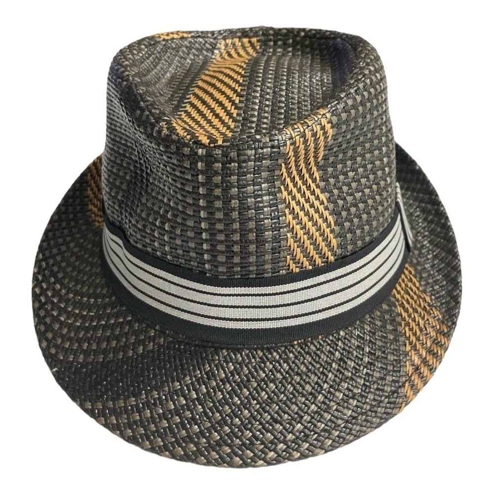 Angela & William Men's Hat L/XL Black & Tan 100% Paper Straw - Picture 3 of 13
